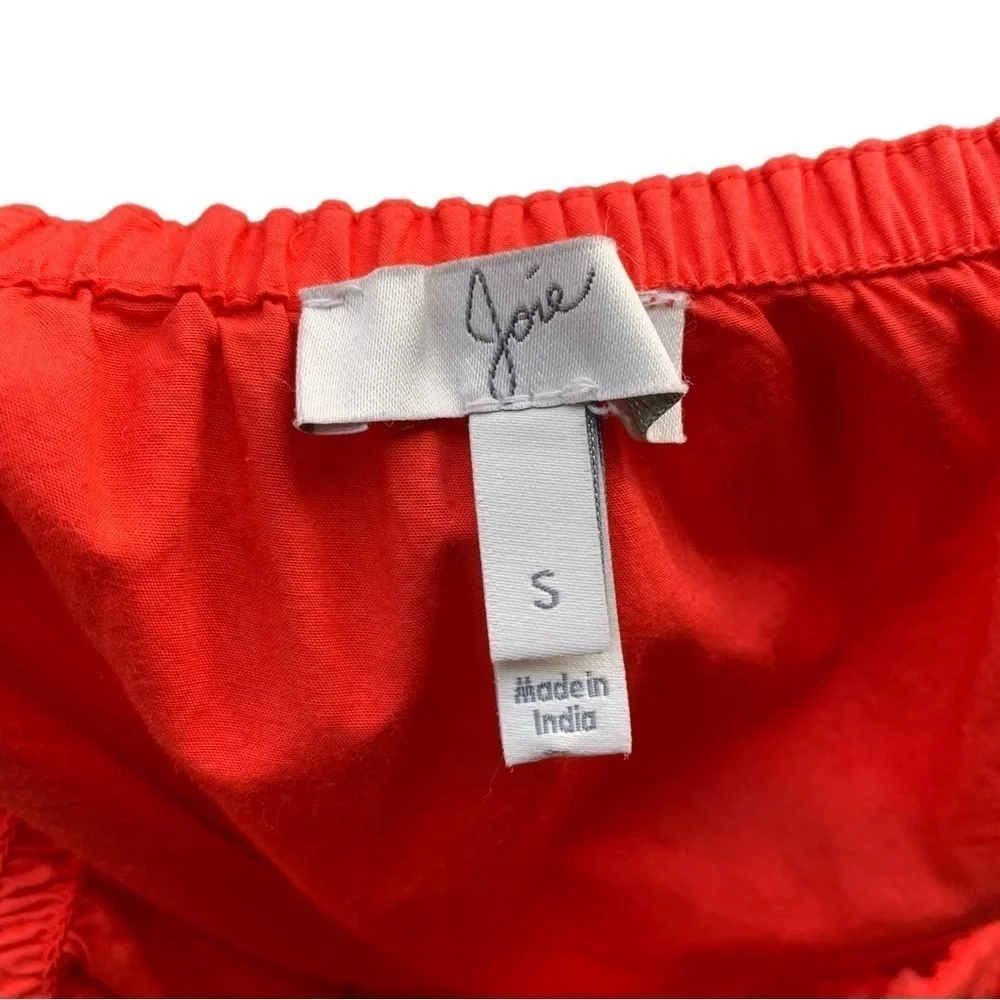 Joie Colstona Square Neck Half Bell Sleeve Ruffle Tomato Red‎ Mini Dress Small